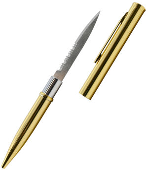 Serrated Pen Knife - Gold