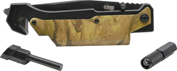 5 in 1 Survival Knife with LED Flashlight & Fire Starter - Camo