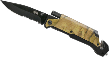 5 in 1 Survival Knife with LED Flashlight & Fire Starter - Camo