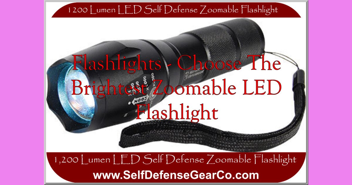 1200 Lumen LED Self Defense Zoomable Flashlight